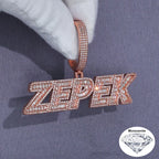 Rose Gold Baguette Letter Pendant Moissanite