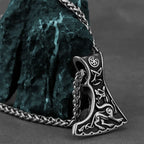 Stainless Steel Viking Axe Men's Pendant Necklace Retro Domineering Dragon Totem Necklace Punk Jewelry