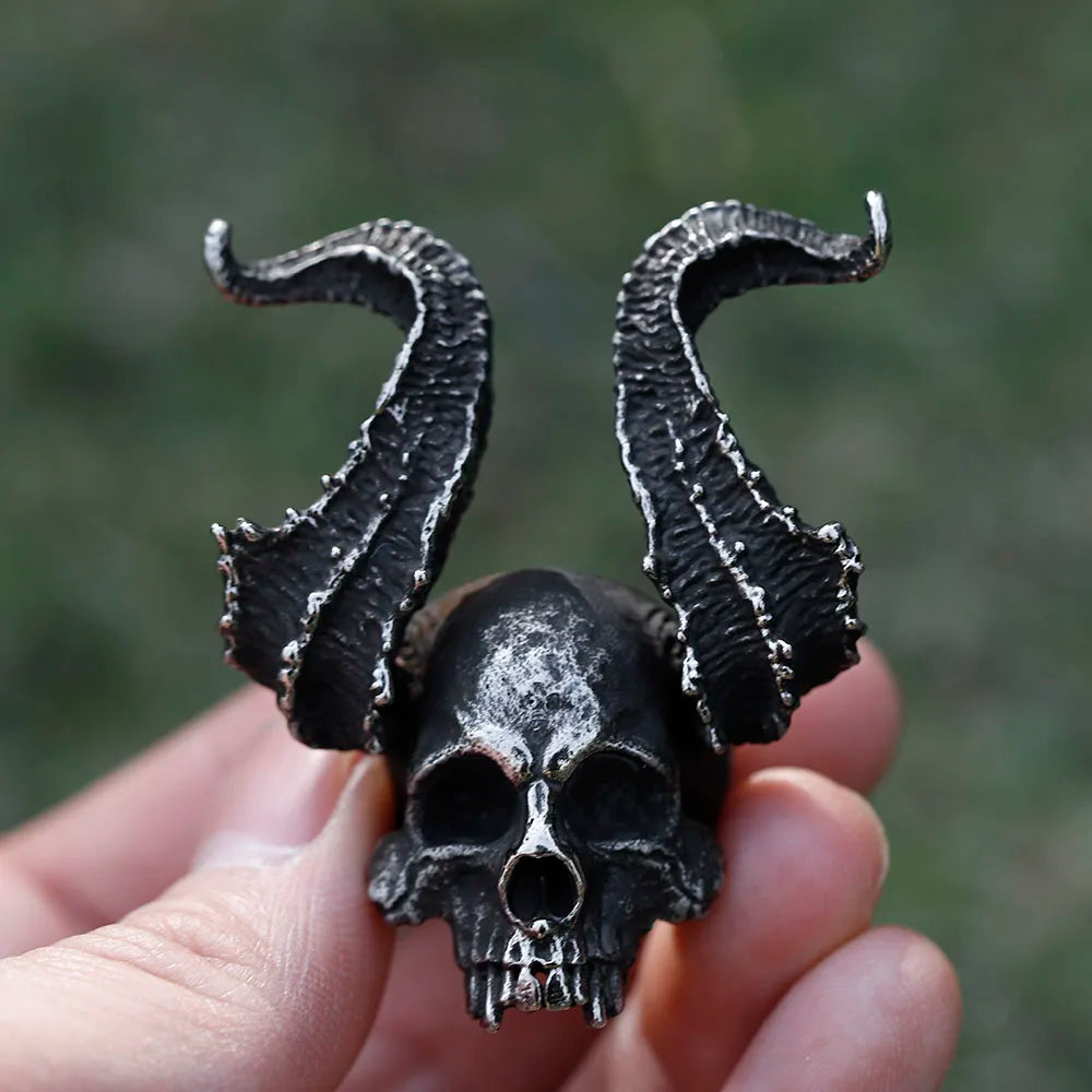 NEW Men's 316L Stainless-Steel Rings Skull Ring Horned Satan Devil Ring for Teens Gothic Punk Jewelry Gifts Dropshipping