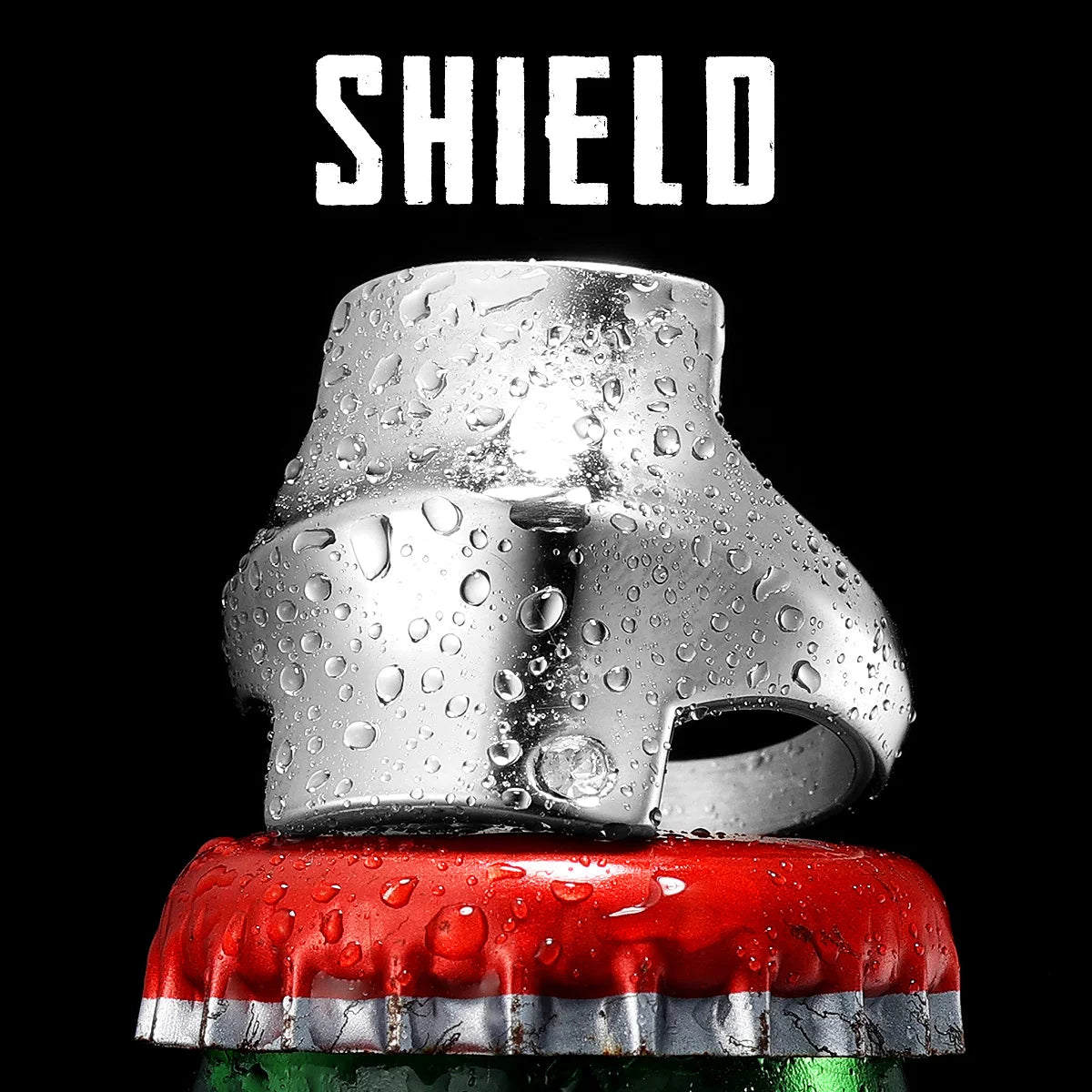 Shield Gemstone Ring — Stainless Steel