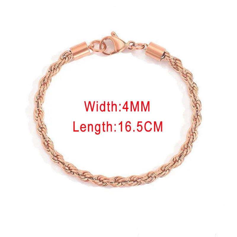 Rope Chain Bracelet 3-4mm — Stainless Steel