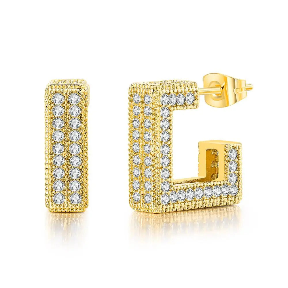 Iced Out Hoop Earrings — Stainless Steel