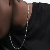 Twist Chain Necklace — Silver-Tone Stainless Steel, 3MM