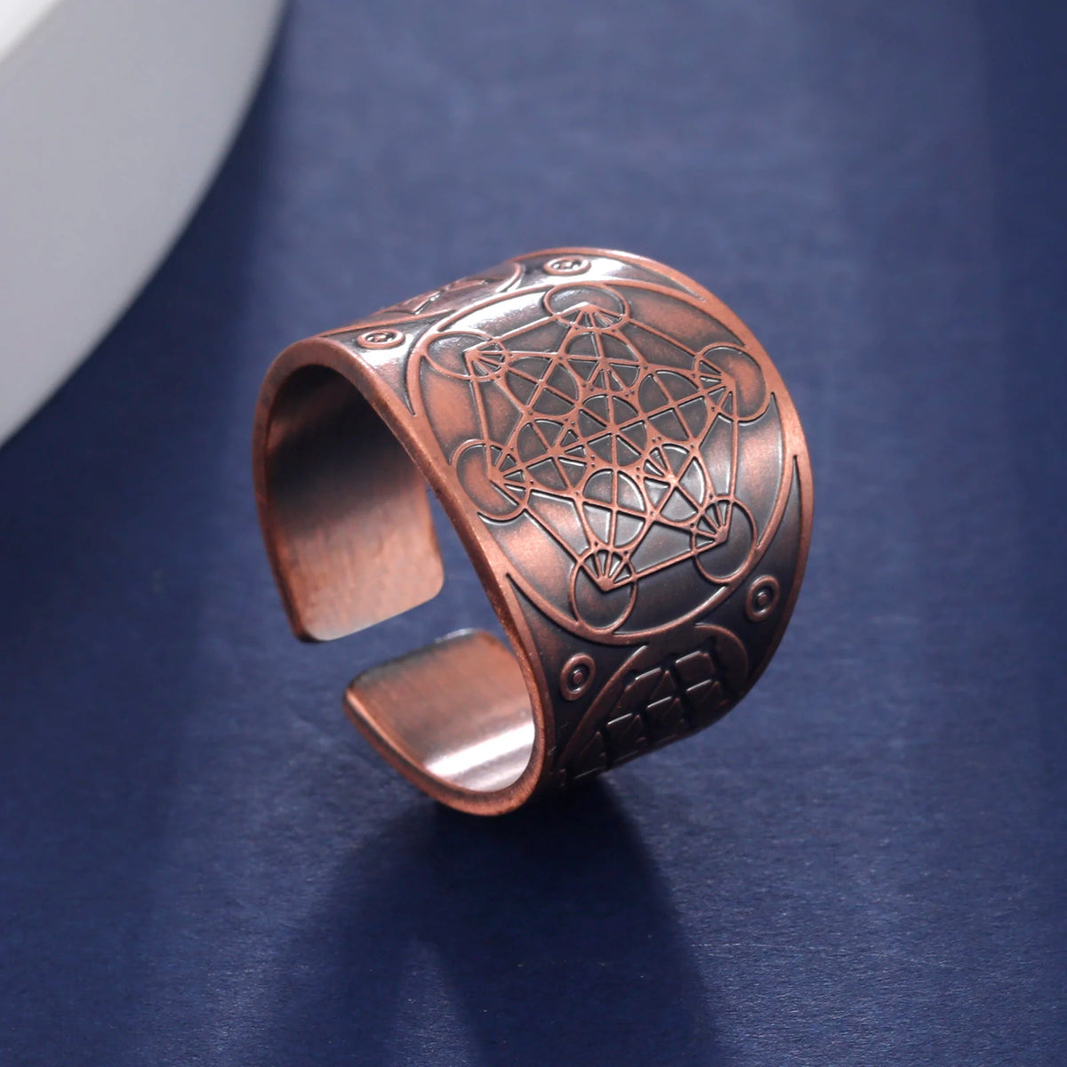 Metatron, Lilith & Archangel Sigil Wide Open Ring — Adjustable