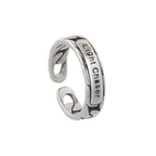 Retro Light Chaser Ring Men Trendy Personalized Index Finger Tail Ring Korean Fashion Woven Twist Letter Open