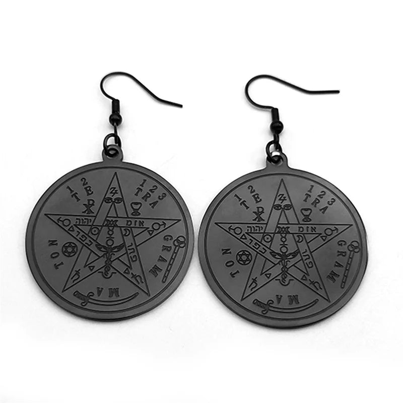 Gothic Star Gold Earrings Witchcraft Pentagram