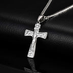 Vintage Jesus Cross Pendant Necklace for Men — Stainless Steel