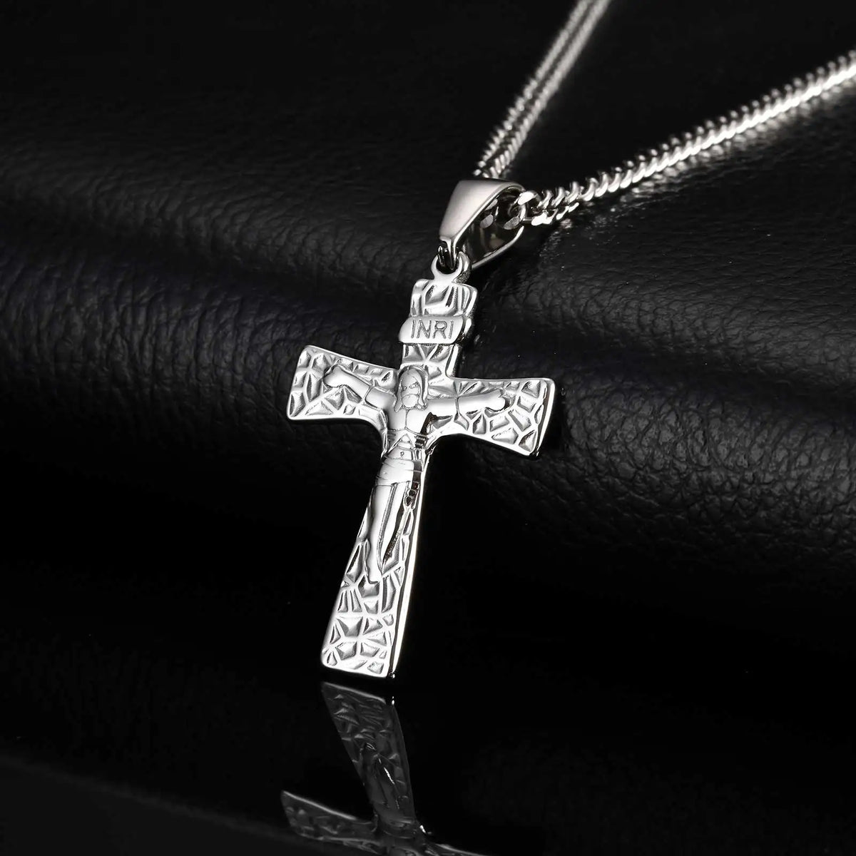 Vintage Jesus Cross Pendant Necklace for Men — Stainless Steel