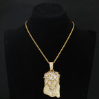 Iced Out Jesus Pendant Gold Cuban Chain 12MM