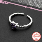 Heart Silver Ring Sterling Inlaid Shiny Purple