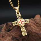 Red Cross Shield Pendant — Stainless Steel