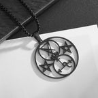 Stainless Steel Solomon Religious Seven Archangels Compass Pendant Necklace Men's Retro Lucky Amulet Jewelry