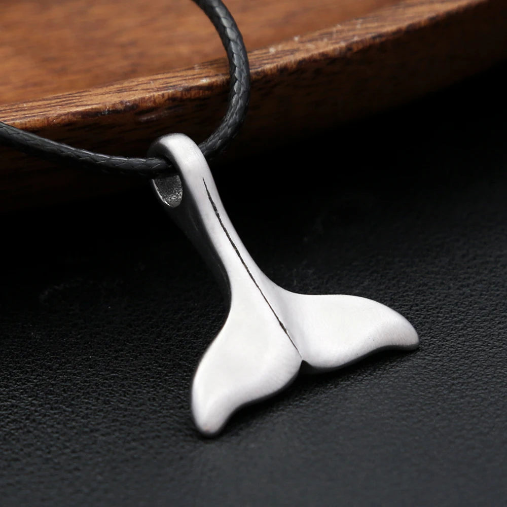 New Fashion Vintage Whale Fish Tail Pendant Necklaces For Men Women 316L Stainless Steel Punk Sea Animal Jewelry Gifts Wholesale