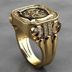 New Simple Retro Fashion Men's Jewelry Luxury Zirconia Stamp Ring Men's Badge Ring Punk Street Niche Trend Party Jewelry Gifts