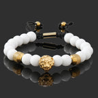 Crown, Leopard, Cross & Skull Beaded Bracelet — 8mm Adjustable