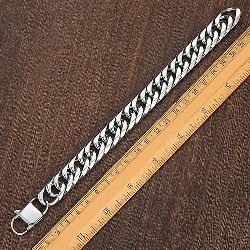 Thick Cuban Link Bracelet 8-14mm — Stainless Steel