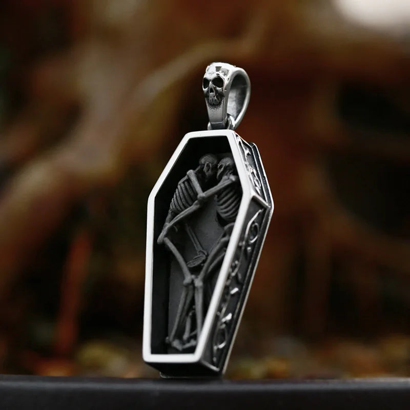 BEIER 2022 New Creative Designs Double mixed color Skull Coffin Necklace Pendant For Men Women Gothic Punk Jewelry Dropshipping