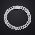 Bubble Cuban Link Bracelet 8mm — CZ Accents, Silver-Tone