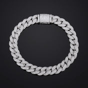 Bubble Cuban Link Bracelet 8mm — CZ Accents, Silver-Tone