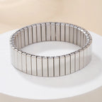 Minimal Square Chunky Bangle Bracelet — Stainless Steel