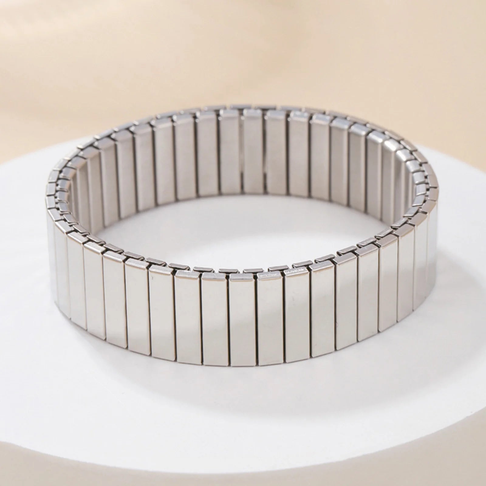 Minimal Square Chunky Bangle Bracelet — Stainless Steel