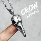 Crow Skull Pendants Men Necklace Stainless Steel War Damaged Gothic Skeleton Chain Rock Punk Party for Friend Male