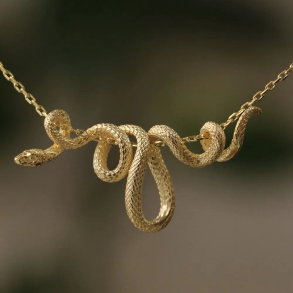 Punk Style Zodiac Snake Pendant Necklace Winding Unique Men Women Statement Snake Choker Gift Hiphop Retro Jewelry
