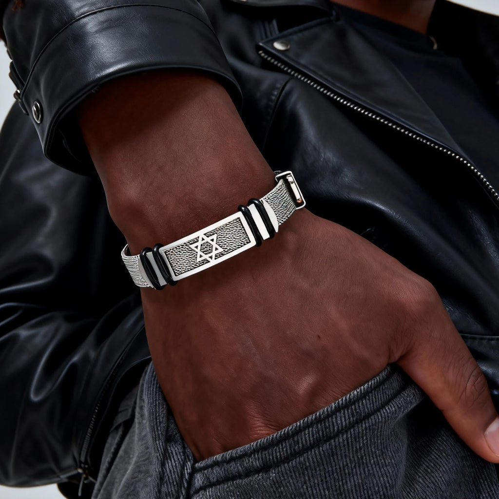 Star of David Watch Strap Bracelet — Stainless Steel