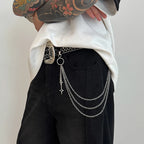 Punk Triple-Strand Star Charm Jeans Chain Keychain
