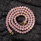 Iced Out Round Tennis Chain Necklace — Copper Alloy