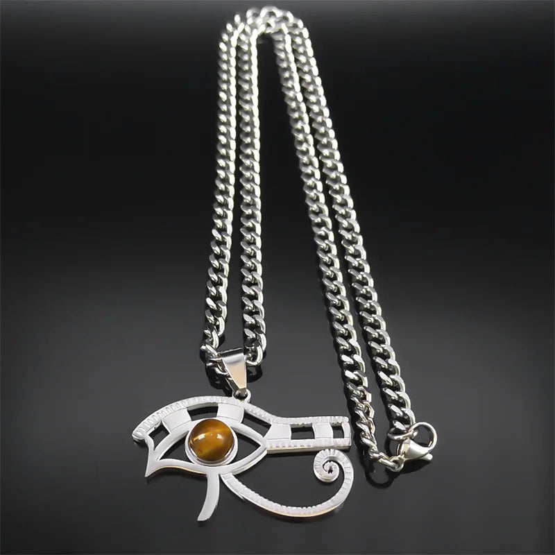 Horus Eye Steel Pendant Tiger Vintage Egyptian