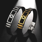 New Simple Style Black High Quality Silicone Alloy Hexagram Star Men's Bracelet Popular Glamour Men Accessories
