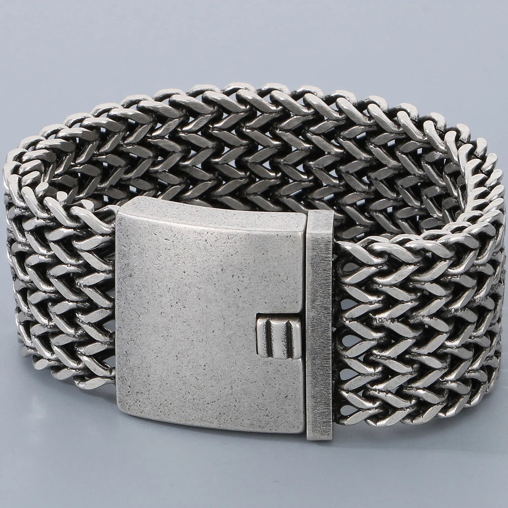 Massive 30MM Width 22CM Long Square Franco Chain Man Bracelet for Men Casting 316L Stainless Steel Men's Bracelets &