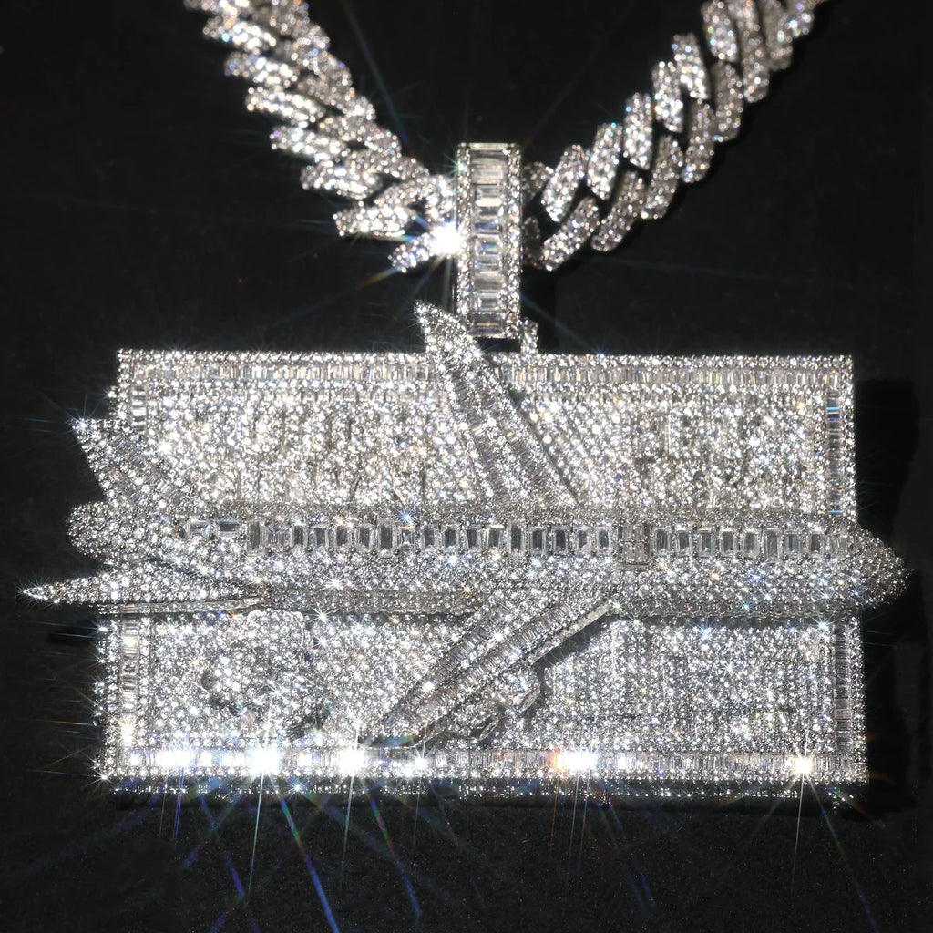 Iced Out Airplane Pendant Necklace — Micro Pave