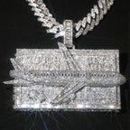 Iced Out Airplane Pendant Necklace — Micro Pave