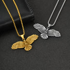 Vnox Men's Stainless Steel Eagle Pendant Necklace, Gold Silver Plated Hip Hop Box Chain, Punk Jewelry Gift for Dad Husband Son