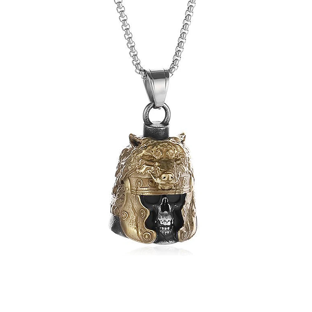 Viking Wolf Bell Pendant — Stainless Steel