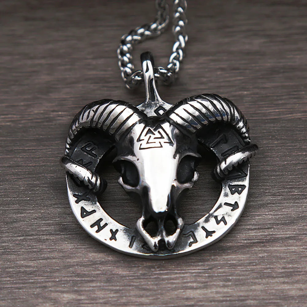 Skull Viking Steel Pendant Vintage Gothic 316L