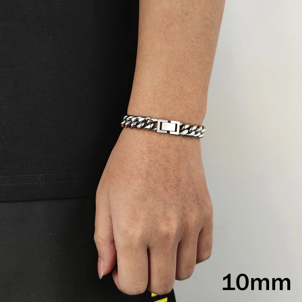 Black Cuban Chain Bracelet Stainless Steel Miami