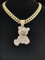 Hip Hop Bear Shape Pendant Necklace Men Women Chain Iced Out Bling Bling Necklaces HipHop Jewelry Fashion Gift