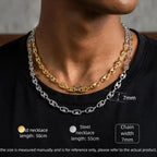 316L Stainless Steel Pig Nose Chain 58cm, Non-Tarnish Coffee Bean Link Necklace, Waterproof Hip Hop Jewelry Gold Silver