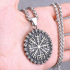 Odin Rune Vegvisir Pendant Necklace — Stainless Steel