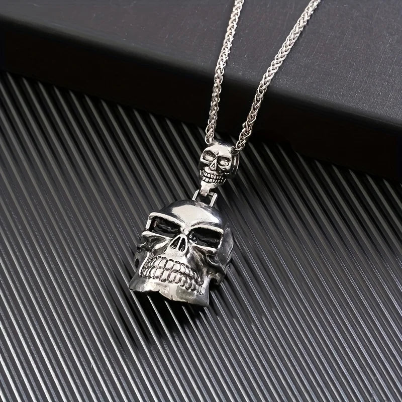 Big Ghost Skull Pendant Necklace — Gothic Statement