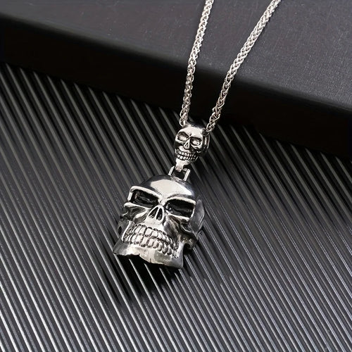 Big Ghost Skull Pendant Necklace — Gothic Statement