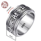 Handmade 12mm Width Real S925 Sterling Silver Lucky Dragon Double Layer Rotatable Closed Dragon Ring For Man Woman Fine