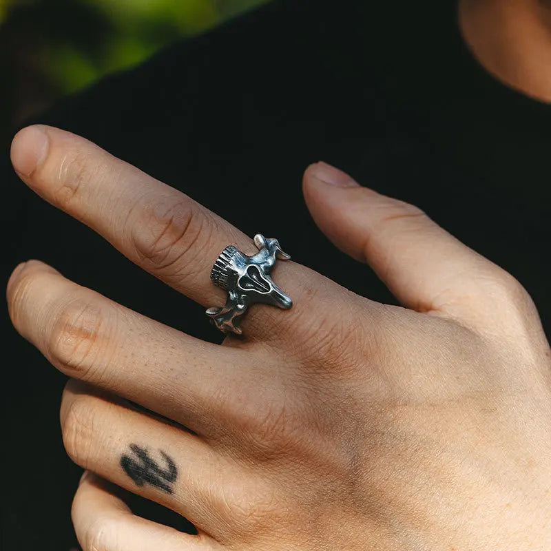 2Pcs Vintage Gothic Steel Skull Mask Rings Design Alloy Finger Rings Set for Men Women New Trend Creative Punk Jewerly Gift