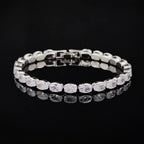 2022 New 18cm Marquise Oval Square Cut Luxury Silver Color on Hand Tennis Bracelet Bangle for Women Party Gift Jewelry