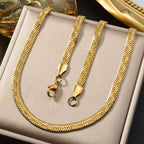 Flat Herringbone Chain Necklace — Stainless Steel
