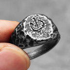 Vintage Black Crater Ring — Stainless Steel