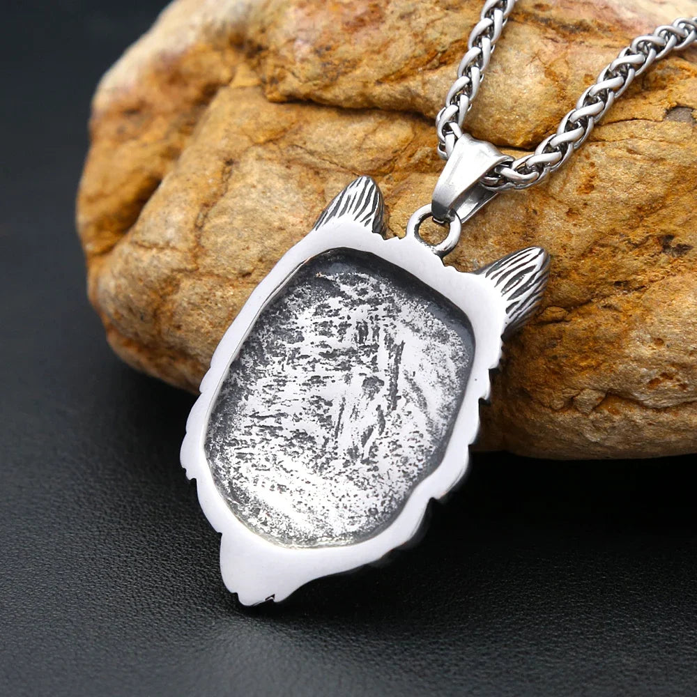 Vintage Nordic Wolf Head Pendant Stainless Steel Viking Animal Necklace For Men Women Unique Amulet Jewelry Gifts